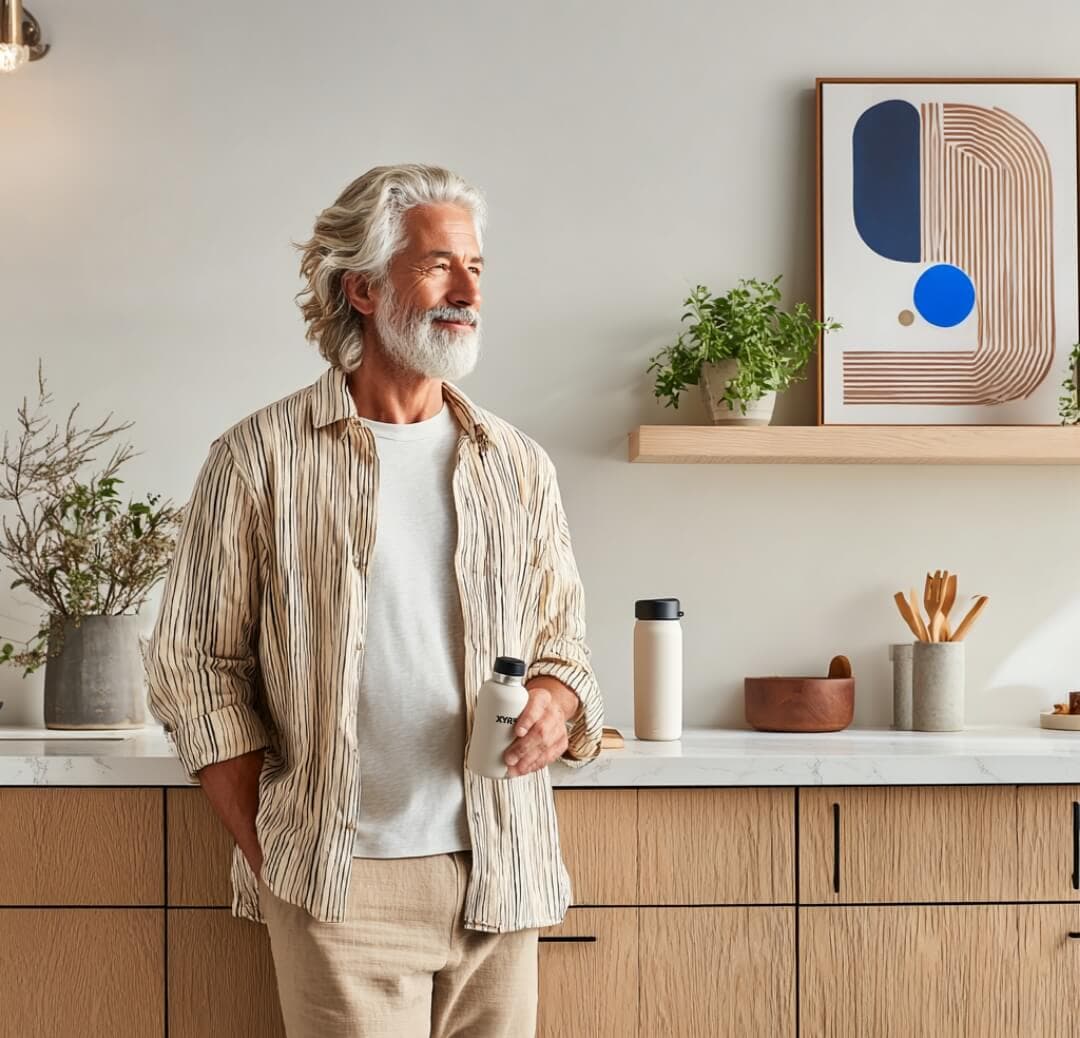 Healthy man in kitchen