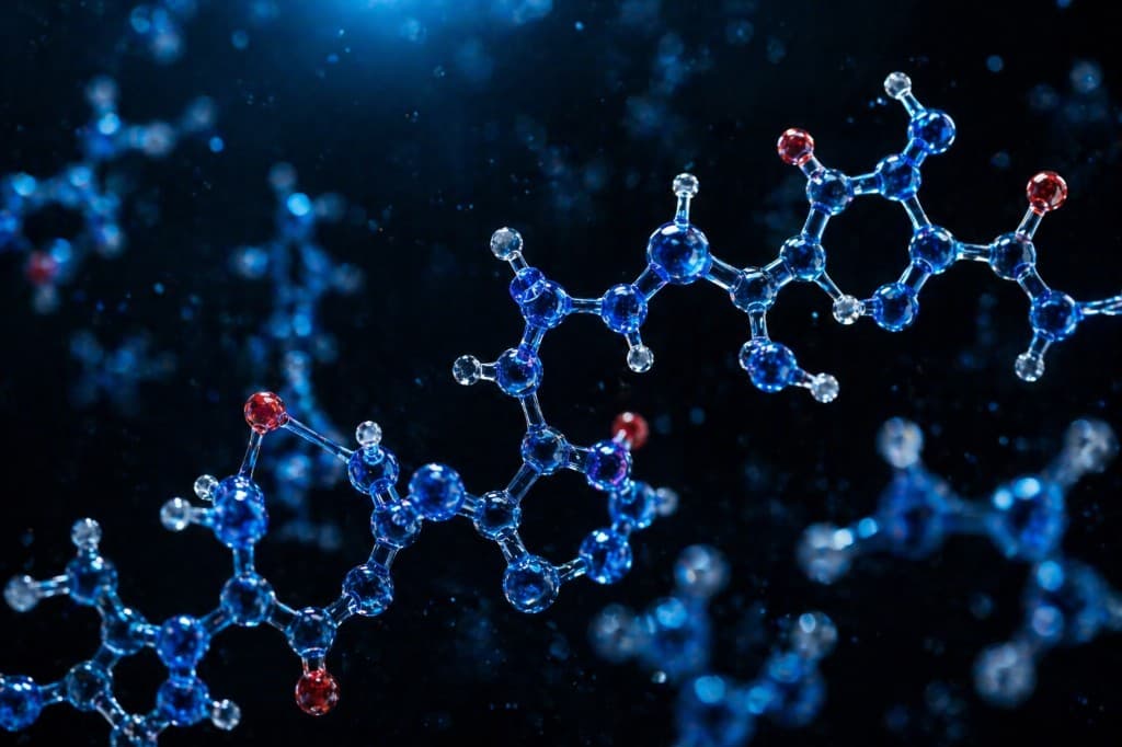 Blue molecular structure representing peptides